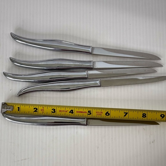Set of 5 Vintage MCM Carvel Hall Stainless Steel Steak Knives Made In USA - Picture 7 of 8